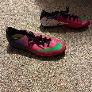 Nike Pink and Green Athletic Indoor Soccer Sneakers